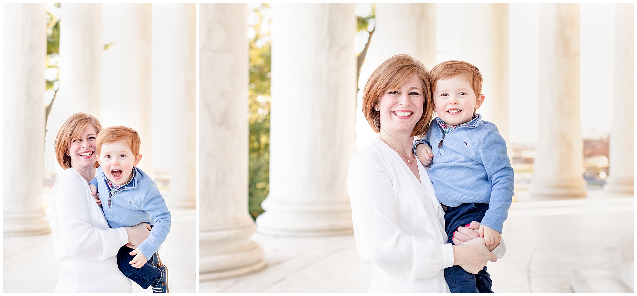 Mom and Son at Family Photo Session at the Jefferson Memorial by Photographer Bethany M. Brasfield Kofmehl