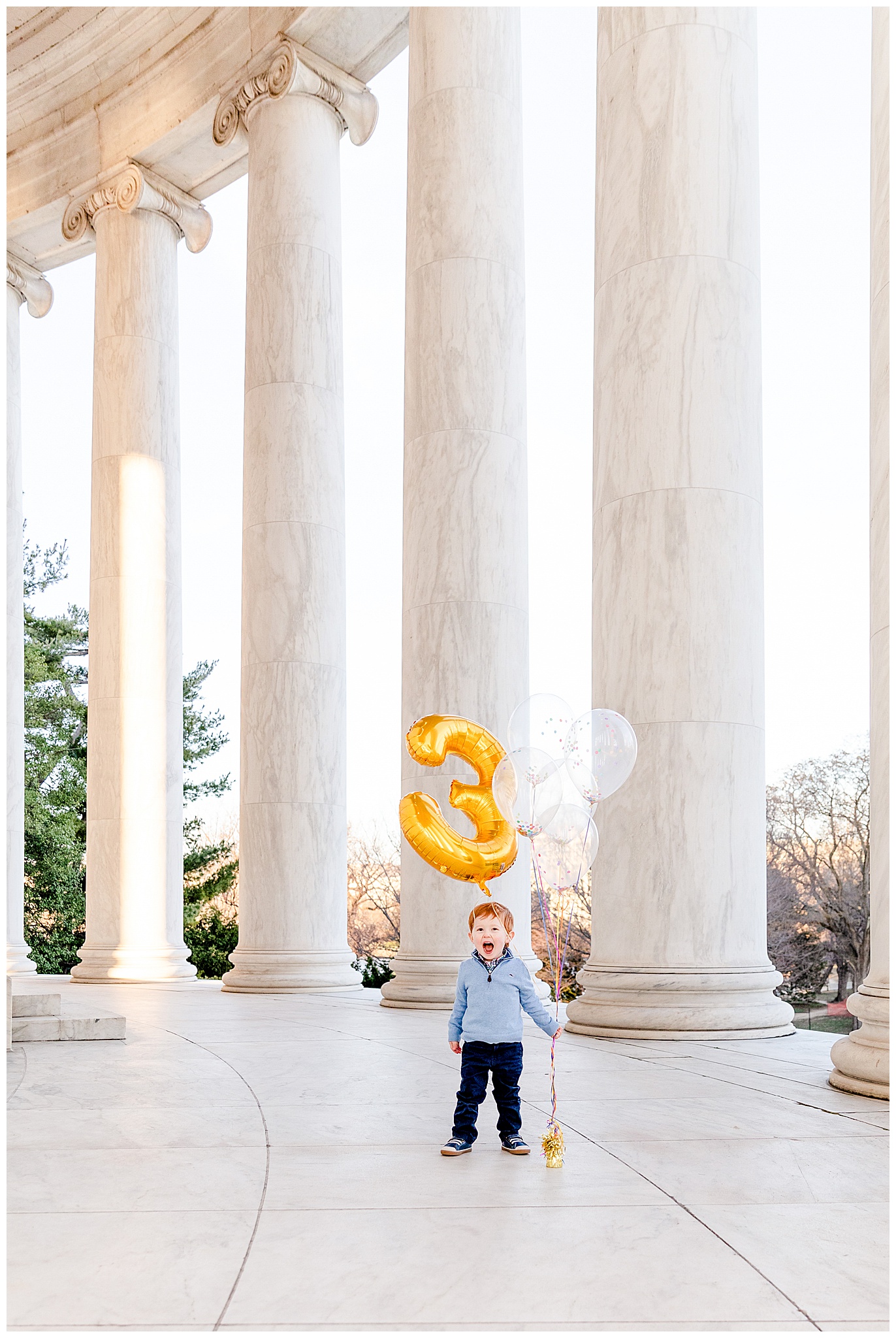 Children's Portrait at the Jefferson Memorial in Washington, DC by Bethany and John Kofmehl