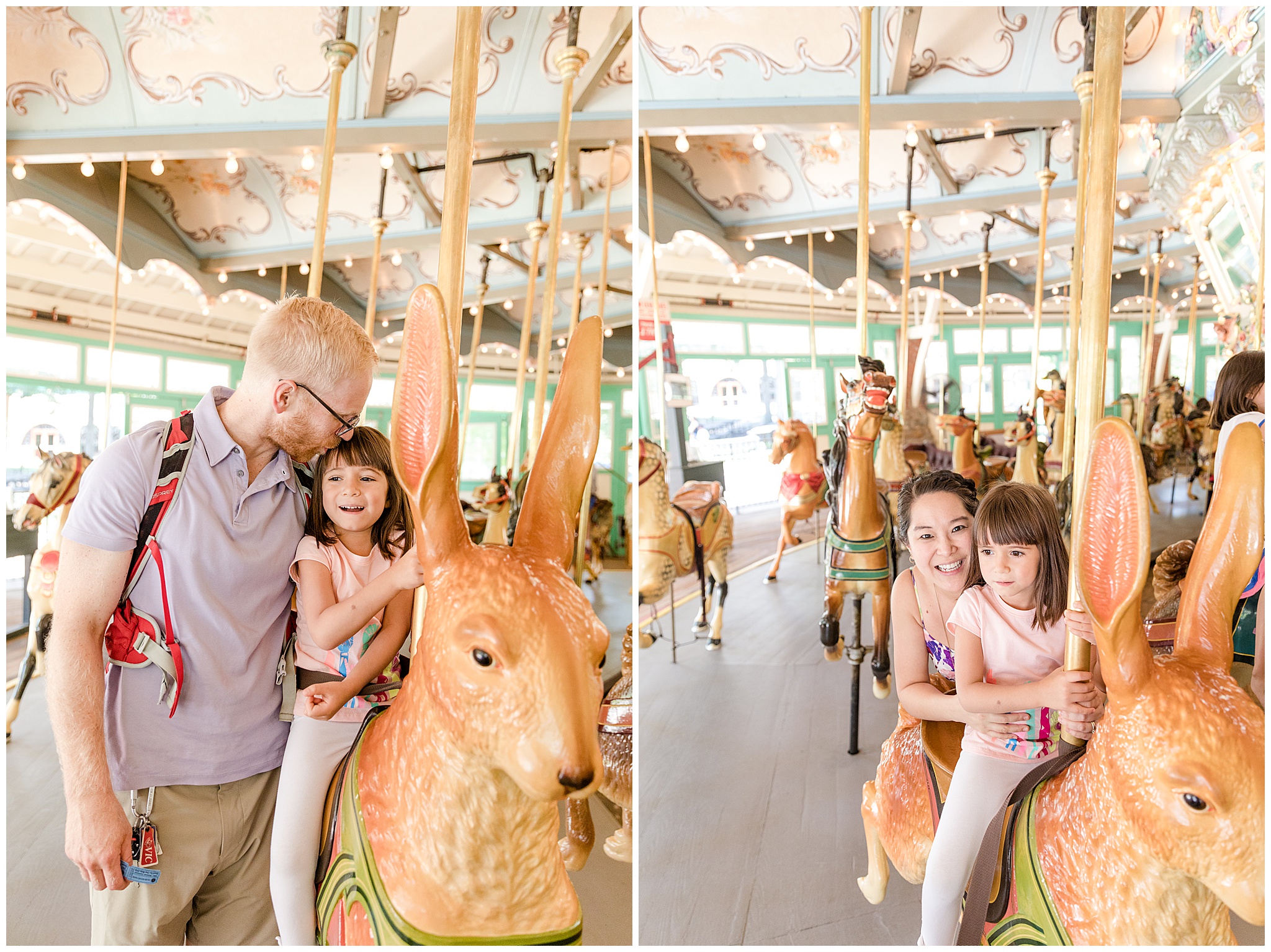 Family Photos at Glen Echo Park Carousel with Photographers John and Bethany Kofmehl